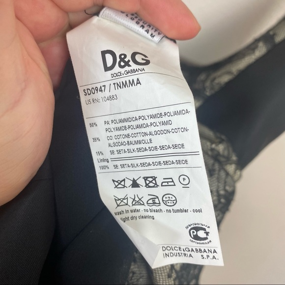 Dolce & Gabbana D&G Black and Nude Lace Panel Bow  Dress - Picture 6 of 8